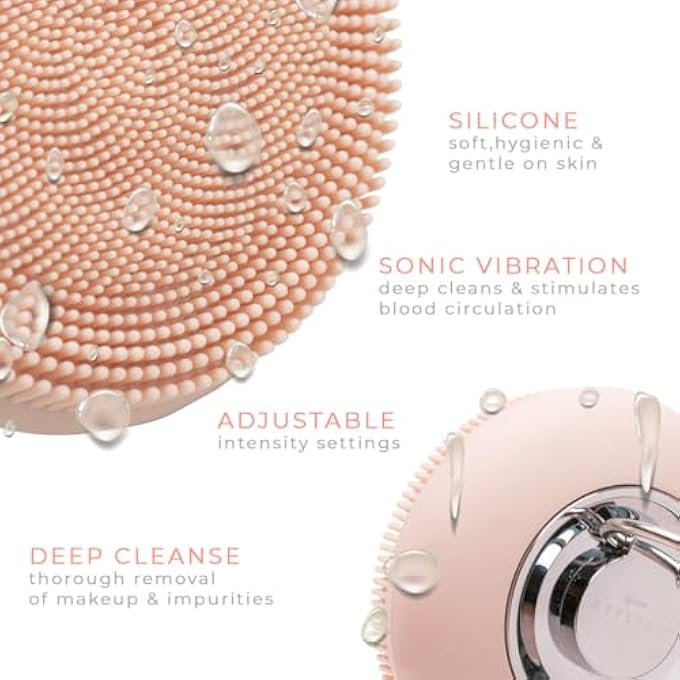 stylPro SONIC FACIAL CLEANSING DEVICE: SILICONE MASSAGER WITH SONIC VIBRATION. RECHARGEABLE, WATERPROOF, ADJUSTABLE EXFOLIATOR AND SCRUBBER. REMOVES MAKEUP, DIRT, DEAD SKIN CELLS. TRAVEL-FRIENDLY - Image 3